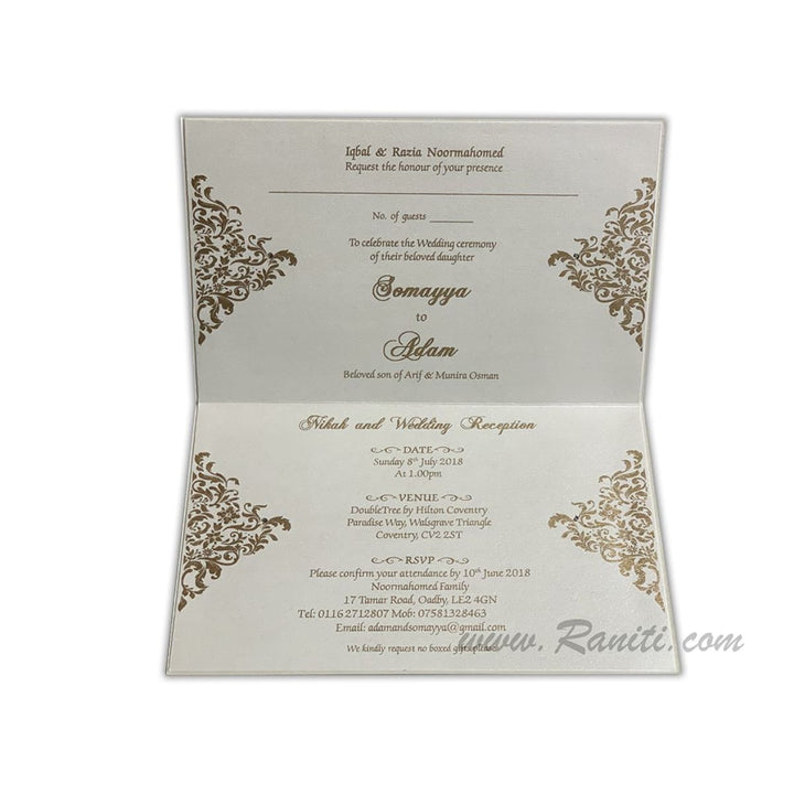 Custom Reception and Nikah Invitation Card | Custom Wedding White Invitation with Stones AM-192 freeshipping - Raniti LLC - Custom Invitations & Stationery