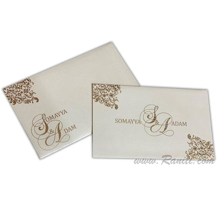 Custom Reception and Nikah Invitation Card | Custom Wedding White Invitation with Stones AM-192 freeshipping - Raniti LLC - Custom Invitations & Stationery