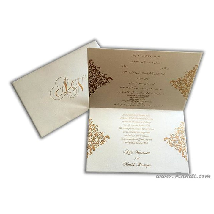 Custom Reception and Nikah Invitation Card | Custom Wedding White Invitation with Stones AM-192 freeshipping - Raniti LLC - Custom Invitations & Stationery