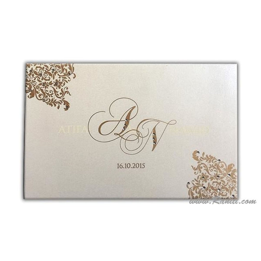 Custom Reception and Nikah Invitation Card | Custom Wedding White Invitation with Stones AM-192 freeshipping - Raniti LLC - Custom Invitations & Stationery