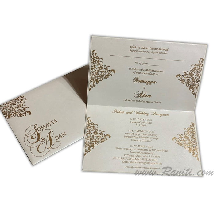 Custom Reception and Nikah Invitation Card | Custom Wedding White Invitation with Stones AM-192 freeshipping - Raniti LLC - Custom Invitations & Stationery