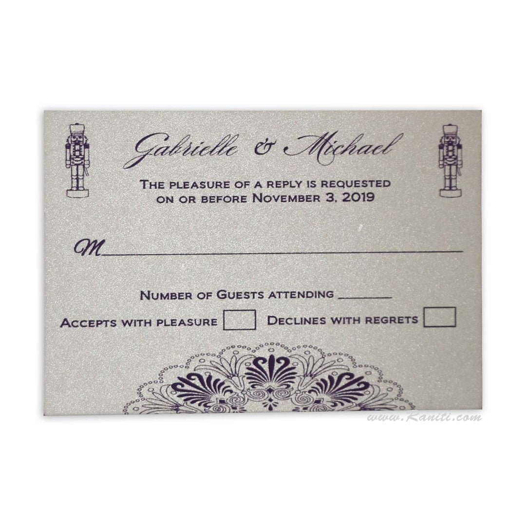 Custom Reply Card with Envelope | RSVP Card | Wedding Invitation RSVP Card in Purple and Pearl White RT-75 freeshipping - Raniti LLC - Custom Invitations & Stationery