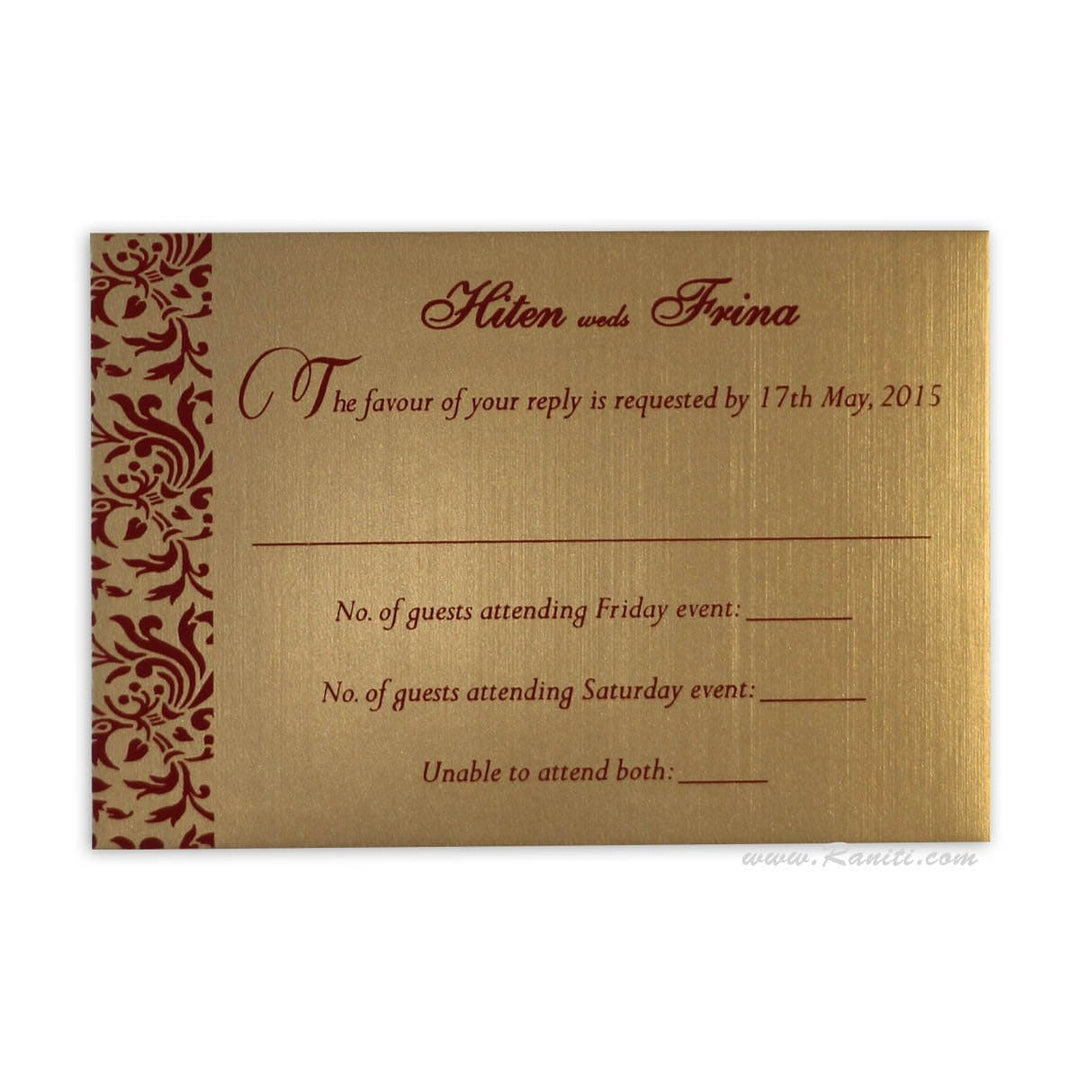 Custom Reply Card with Envelope | RSVP Card | Wedding Invitation RSVP Card RT-48 freeshipping - Raniti LLC - Custom Invitations & Stationery