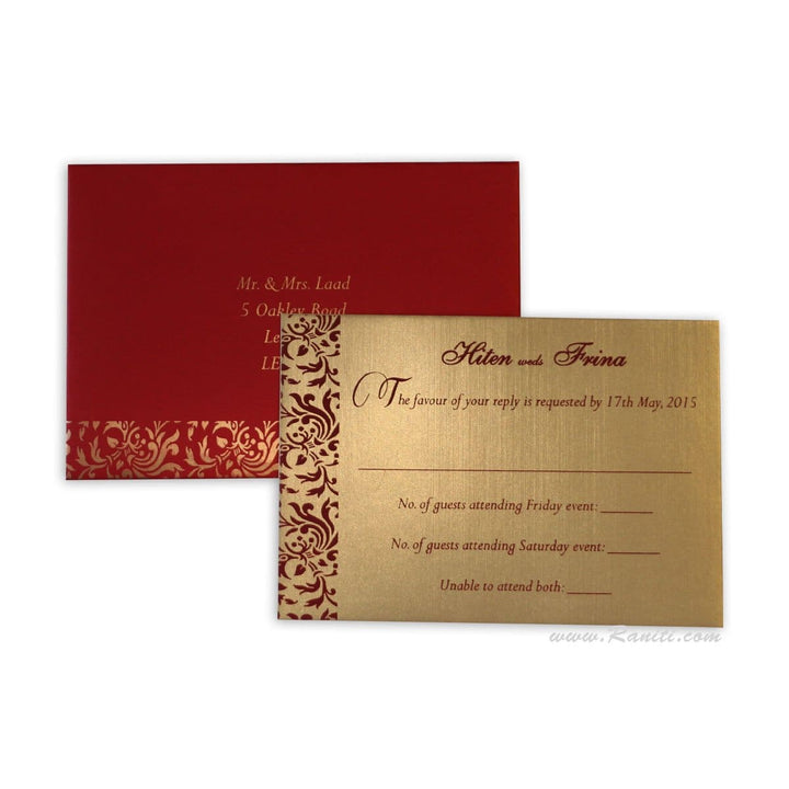 Custom Reply Card with Envelope | RSVP Card | Wedding Invitation RSVP Card RT-48 freeshipping - Raniti LLC - Custom Invitations & Stationery