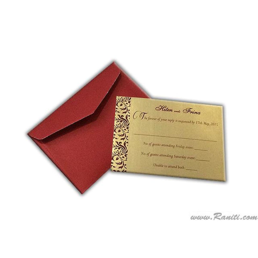 Custom Reply Card with Envelope | RSVP Card | Wedding Invitation RSVP Card RT-48 freeshipping - Raniti LLC - Custom Invitations & Stationery