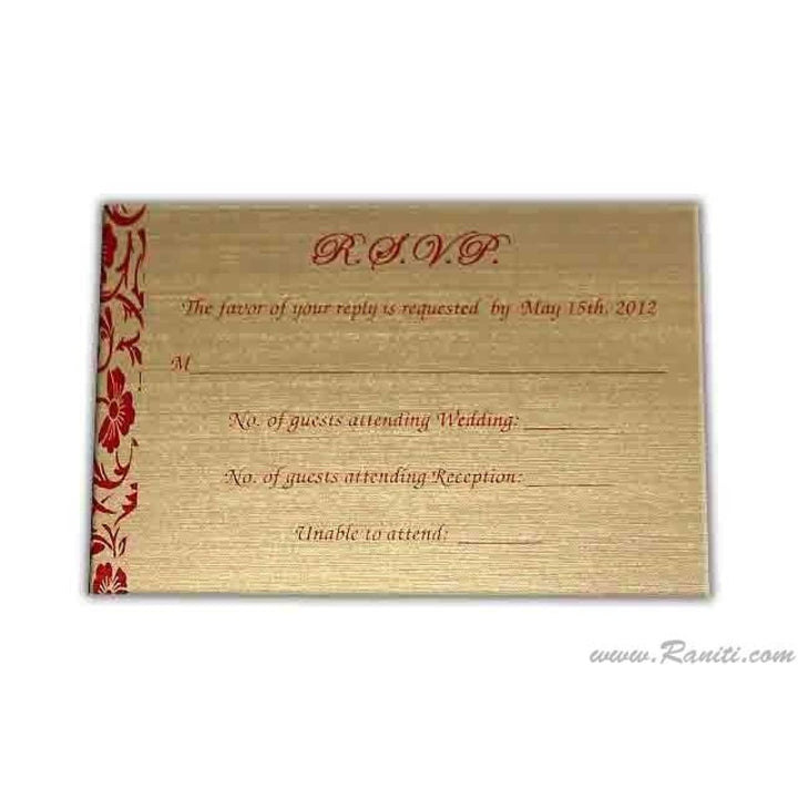 Custom Reply Card with Envelope | RSVP Card | Wedding Invitation RSVP Card RT-54 freeshipping - Raniti LLC - Custom Invitations & Stationery