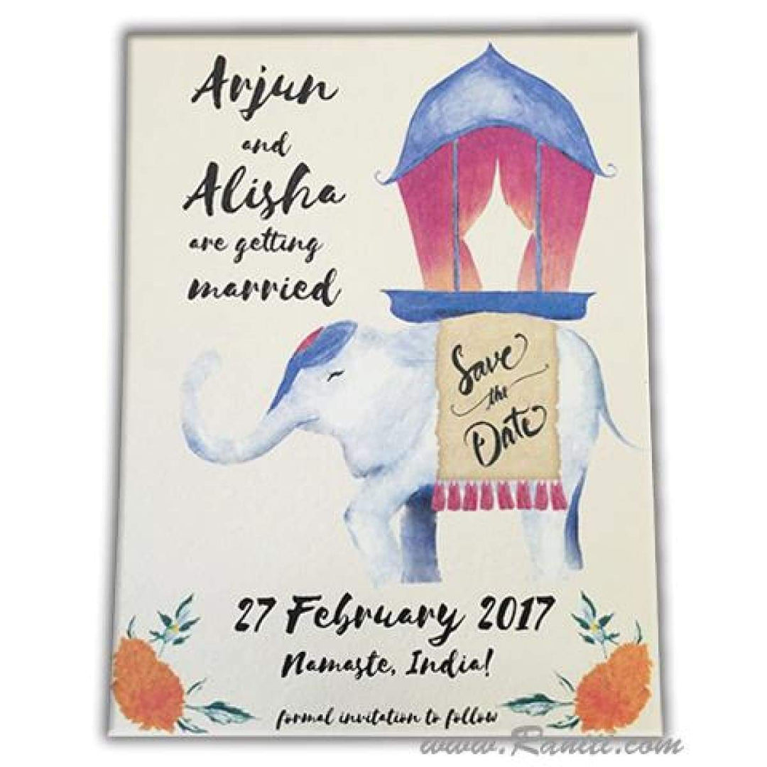 Custom Royal Elephant Theme Save The Date Cards AMSO-265 freeshipping - Raniti LLC - Custom Invitations & Stationery