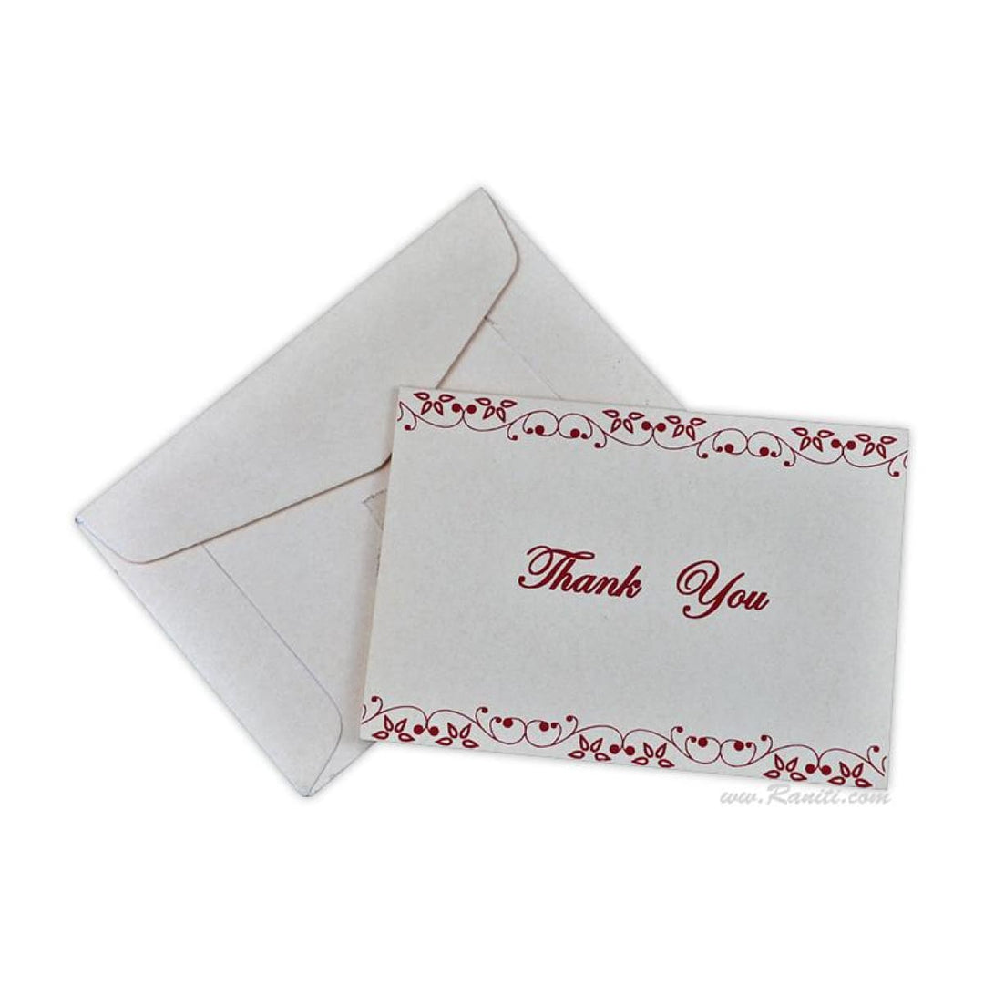 Custom Thank You Cards, Off White and Red Folded Personalized Stationery with Printed Message TY-3 freeshipping - Raniti LLC - Custom Invitations & Stationery