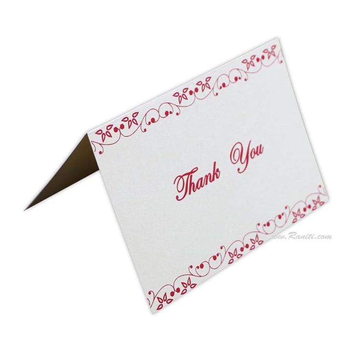 Custom Thank You Cards, Off White and Red Folded Personalized Stationery with Printed Message TY-3 freeshipping - Raniti LLC - Custom Invitations & Stationery