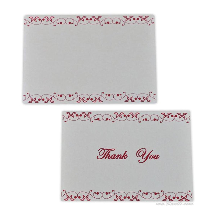 Custom Thank You Cards, Off White and Red Folded Personalized Stationery with Printed Message TY-3 freeshipping - Raniti LLC - Custom Invitations & Stationery