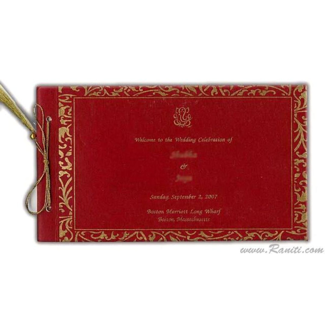 Custom Traditional Wedding Program Booklet | Red White Custom Order of Ceremony Wedding Program Booklet | Hindu Ceremony Program with Multiple Pages WP-7 freeshipping - Raniti LLC - Custom Invitations & Stationery