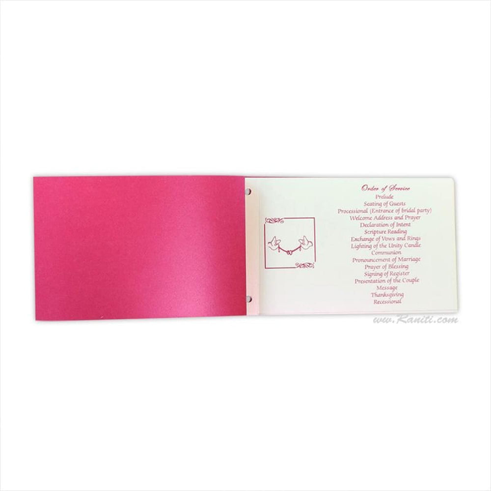 Custom Wedding Ceremony Program Booklet | Fuchsia pink Custom Order of Ceremony Wedding Program Booklet | Ceremony Program with Multiple Pages WP-28 freeshipping - Raniti LLC - Custom Invitations & Stationery