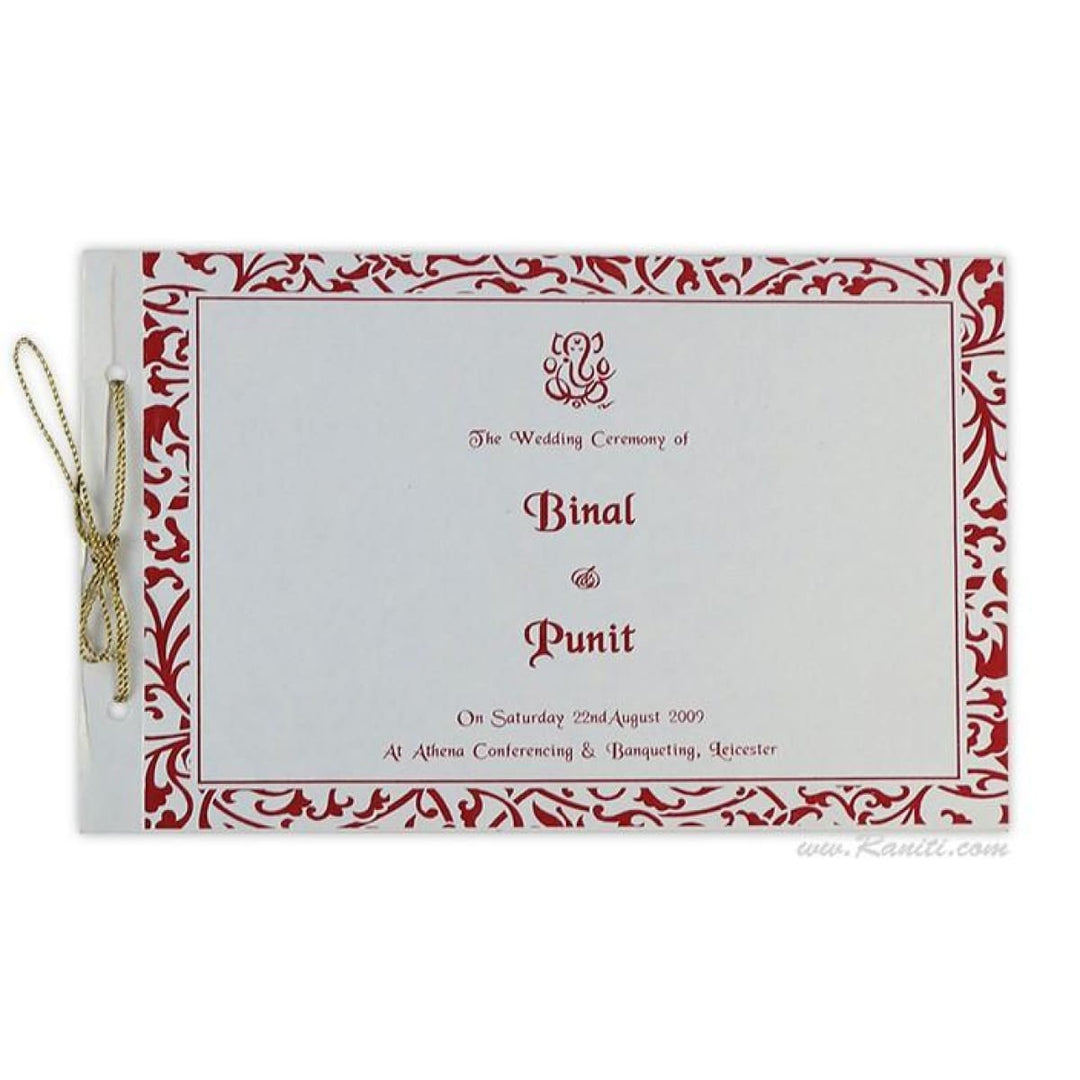 Custom Wedding Ceremony Program Booklet | White Custom Order of Ceremony Wedding Program Booklet | Hindu Ceremony Program with Multiple Pages WP-3 freeshipping - Raniti LLC - Custom Invitations & Stationery