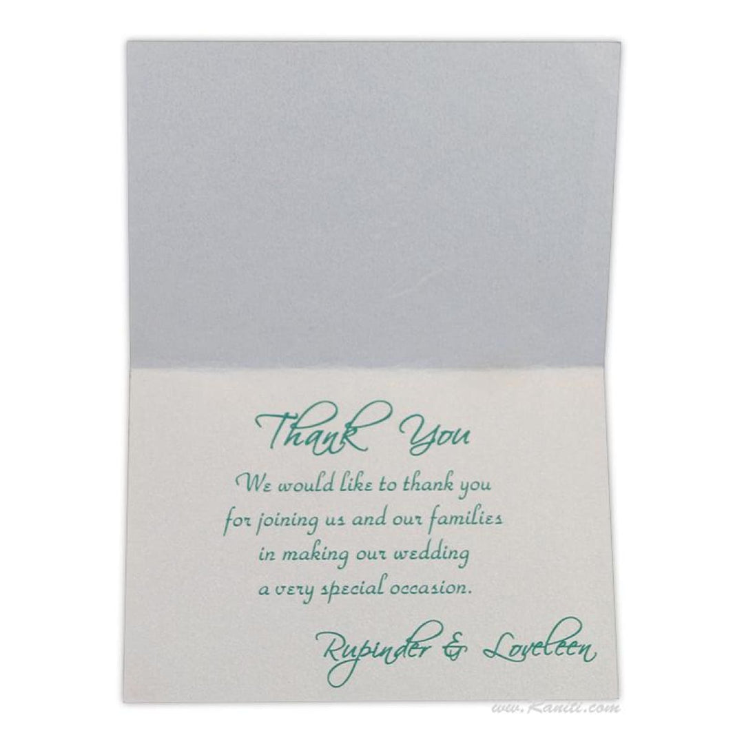 Custom White and Teal Thank You Cards with Personalized Message, Personalized Stationery TY-7 freeshipping - Raniti LLC - Custom Invitations & Stationery