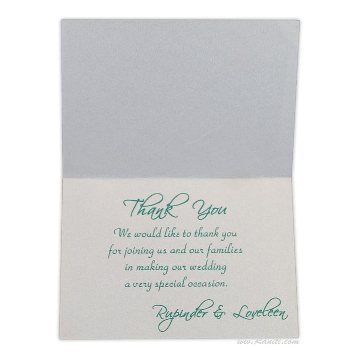 Custom White and Teal Thank You Cards with Personalized Message, Personalized Stationery TY-7 freeshipping - Raniti LLC - Custom Invitations & Stationery