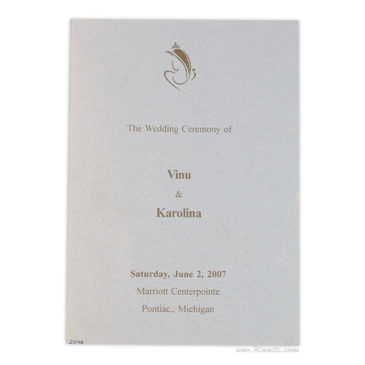 Custom White Hindu Wedding Ceremony Program | Folded Wedding Program (Catholic Compatible) | Order of Ceremony Program WP-2 freeshipping - Raniti LLC - Custom Invitations & Stationery