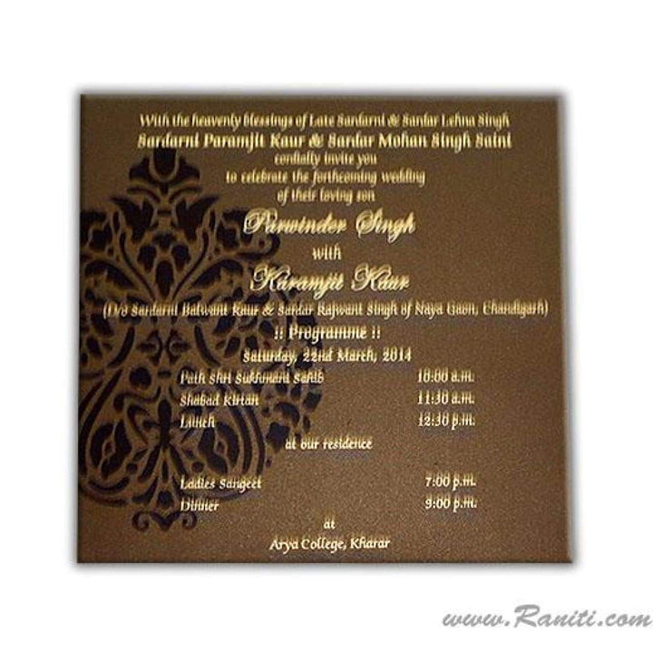 Damask Print Classic Custom Wedding Invitation Card AM-116 freeshipping - Raniti LLC - Custom Invitations & Stationery