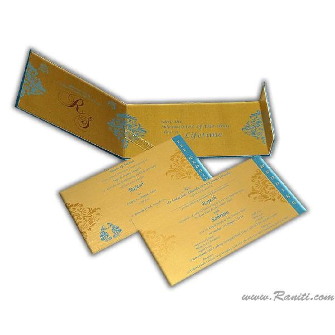 Damask Print Decorative Rhinestones Custom Invitation Heavy Back side Gatefold with Multiple Inserts and Rhinestones | Luxury Custom Invitation Card in Gatefold and Stones AMH-32 freeshipping - Raniti LLC - Custom Invitations & Stationery