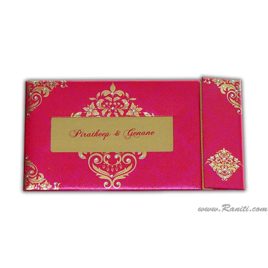 Damask Print Decorative Rhinestones Custom Invitation Heavy Back side Gatefold with Multiple Inserts and Rhinestones | Luxury Custom Invitation Card in Gatefold and Stones AMH-32 freeshipping - Raniti LLC - Custom Invitations & Stationery