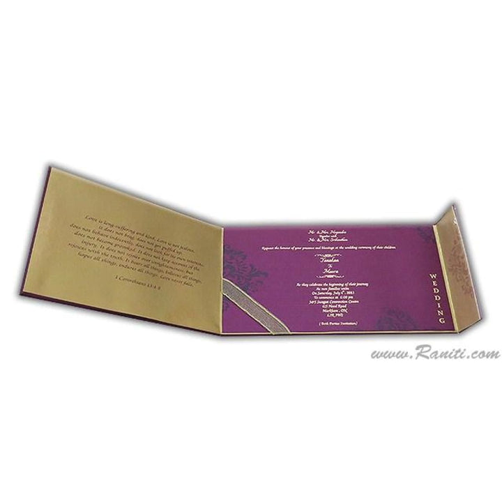 Damask Print Decorative Rhinestones Custom Invitation Heavy Back side Gatefold with Multiple Inserts and Rhinestones | Luxury Custom Invitation Card in Gatefold and Stones AMH-32 freeshipping - Raniti LLC - Custom Invitations & Stationery