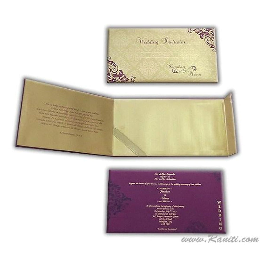 Damask Print Decorative Rhinestones Custom Invitation Heavy Back side Gatefold with Multiple Inserts and Rhinestones | Luxury Custom Invitation Card in Gatefold and Stones AMH-32 freeshipping - Raniti LLC - Custom Invitations & Stationery