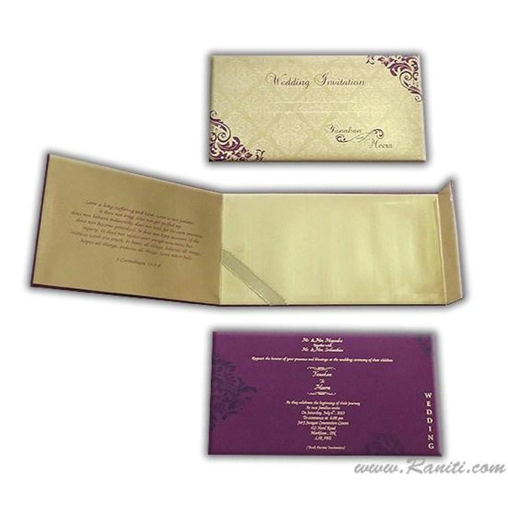 Damask Print Decorative Rhinestones Custom Invitation Heavy Back side Gatefold with Multiple Inserts and Rhinestones | Luxury Custom Invitation Card in Gatefold and Stones AMH-32 freeshipping - Raniti LLC - Custom Invitations & Stationery