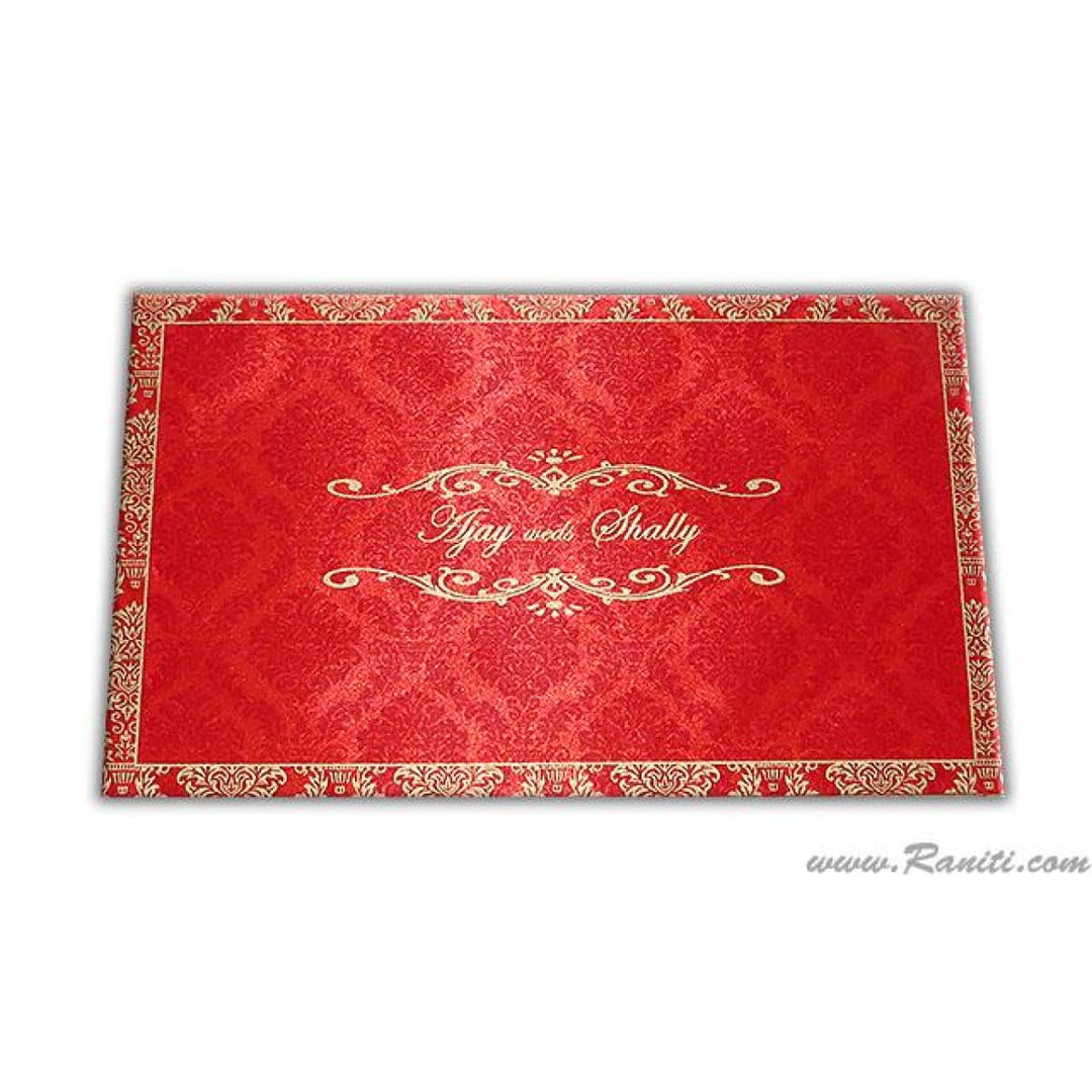 Damask Theme Red Satin Fabric Custom Wedding Invitation Card AM-120 freeshipping - Raniti LLC - Custom Invitations & Stationery