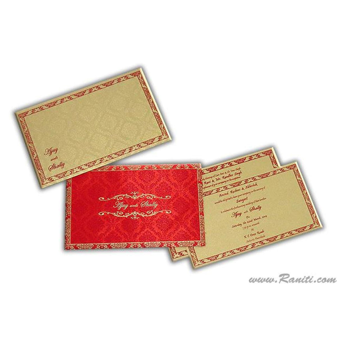 Damask Theme Red Satin Fabric Custom Wedding Invitation Card AM-120 freeshipping - Raniti LLC - Custom Invitations & Stationery