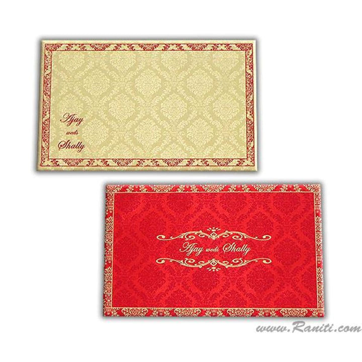 Damask Theme Red Satin Fabric Custom Wedding Invitation Card AM-120 freeshipping - Raniti LLC - Custom Invitations & Stationery