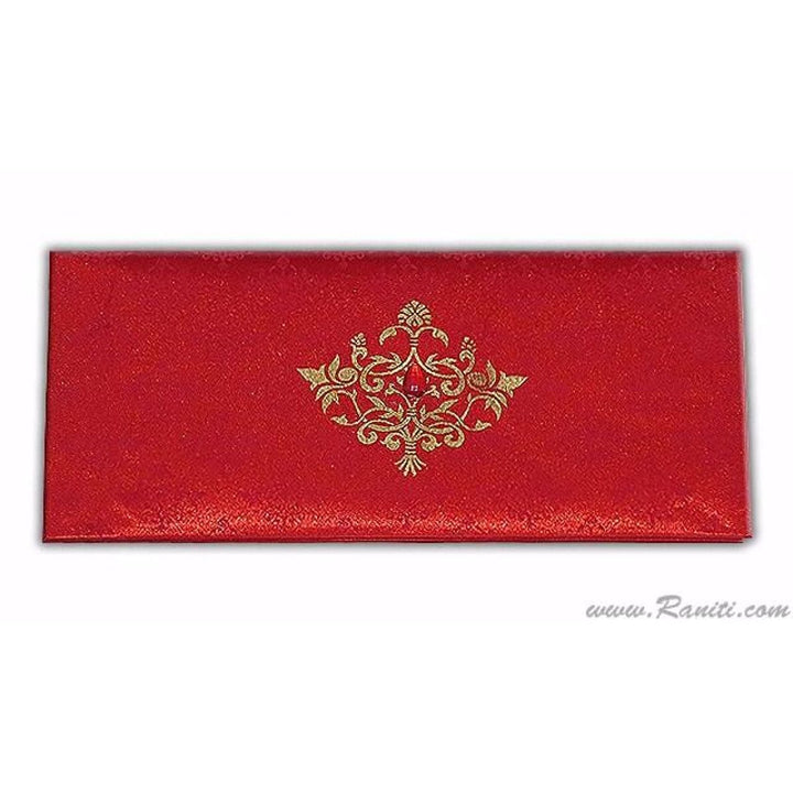 Damask Print Red Satin Royal Luxury Wedding Card AMH-154 | Raniti | damask print  | customized wedding cards online