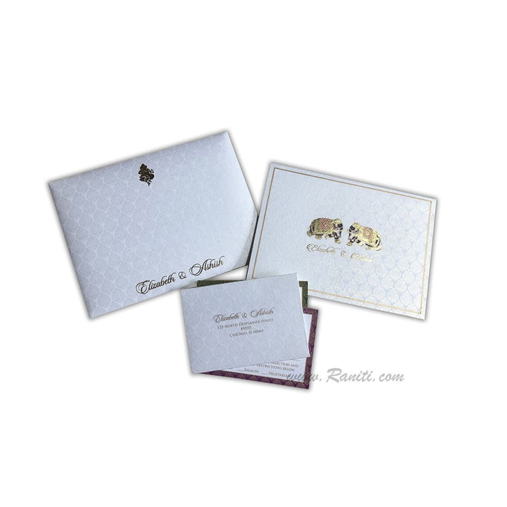 Elephant Theme Gold Foil Classic Custom Luxury Invitation Card with Multiple Inserts AM-284D freeshipping - Raniti LLC - Custom Invitations & Stationery