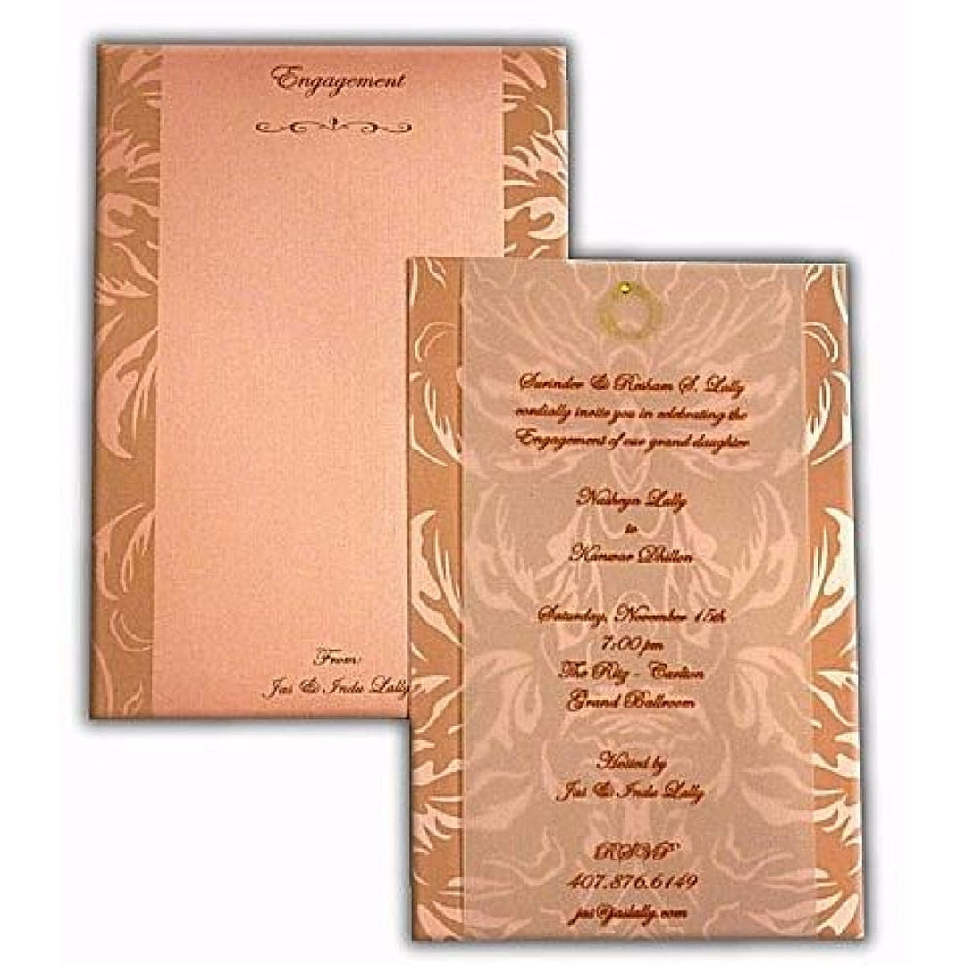 Engagement Custom Classic Invitation In Peach with Stone AMSO-70 freeshipping - Raniti LLC - Custom Invitations & Stationery