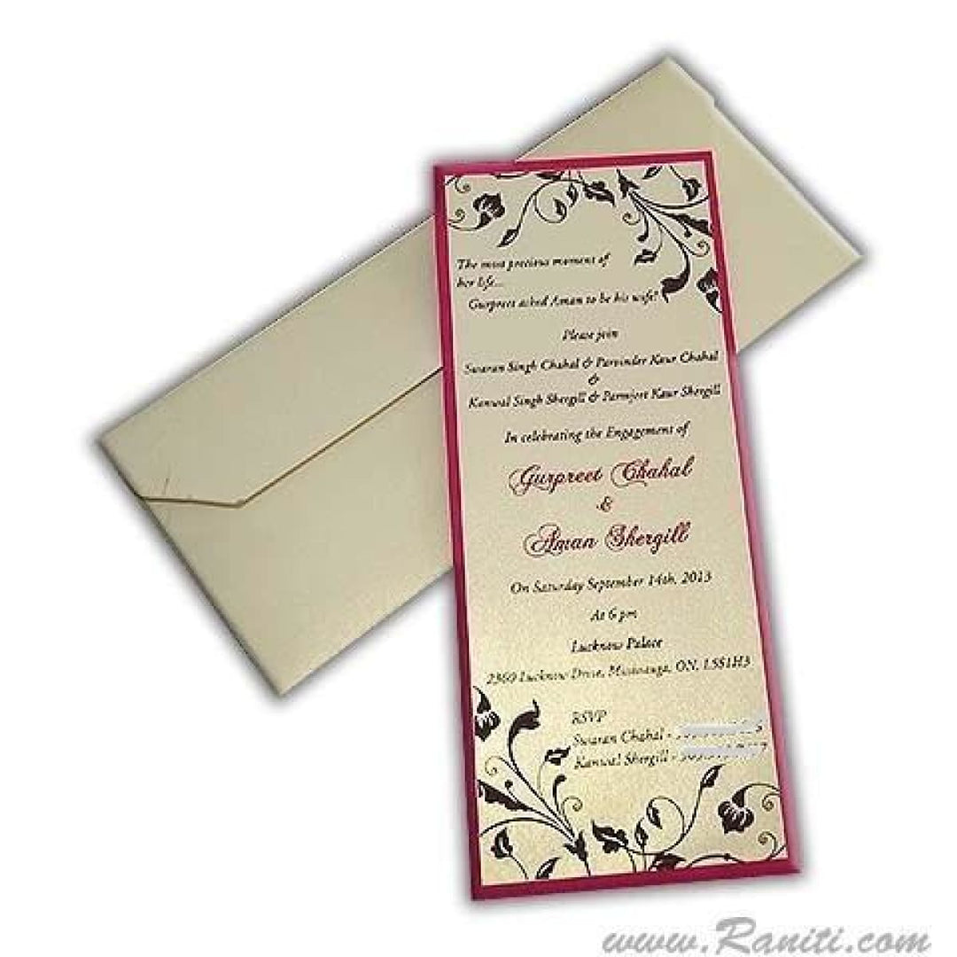 Engagement Custom Classic Invitation in White and Pink - AMSO-182 freeshipping - Raniti LLC - Custom Invitations & Stationery