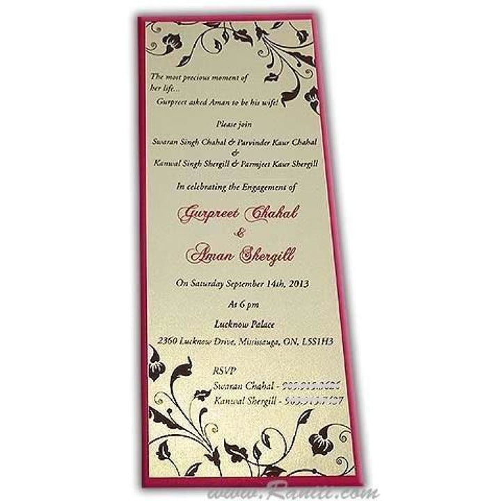 Engagement Custom Classic Invitation in White and Pink - AMSO-182 freeshipping - Raniti LLC - Custom Invitations & Stationery