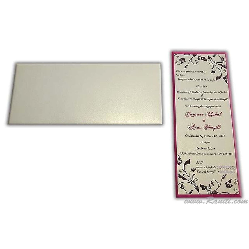 Engagement Custom Classic Invitation in White and Pink - AMSO-182 freeshipping - Raniti LLC - Custom Invitations & Stationery