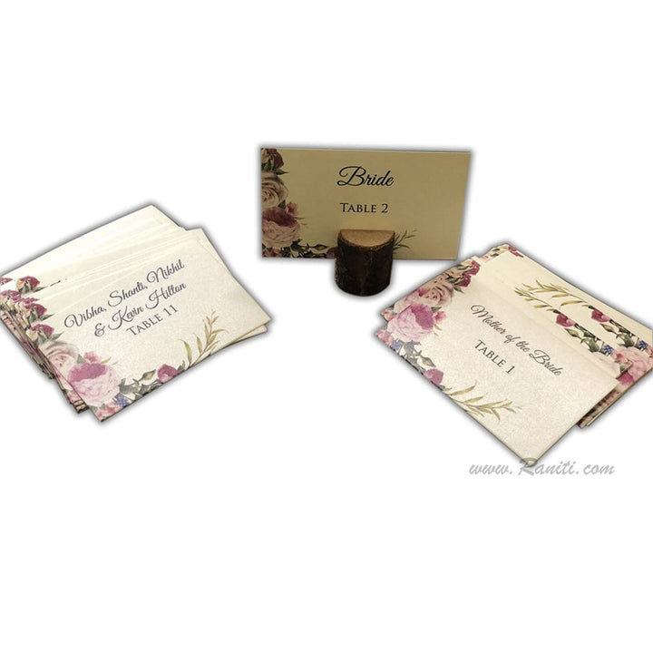 Flat Floral Theme Place Escort Card Custom | Wedding Place Cards | Seating Name Cards for Receptions, Parties, Events JVRPC-1 freeshipping - Raniti LLC - Custom Invitations & Stationery