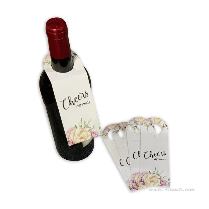 Floral Classic Custom Wine Bottle Neck Tags Personalized for Favors | Gift Tags for Wine Bottles AMWT-4 freeshipping - Raniti LLC - Custom Invitations & Stationery