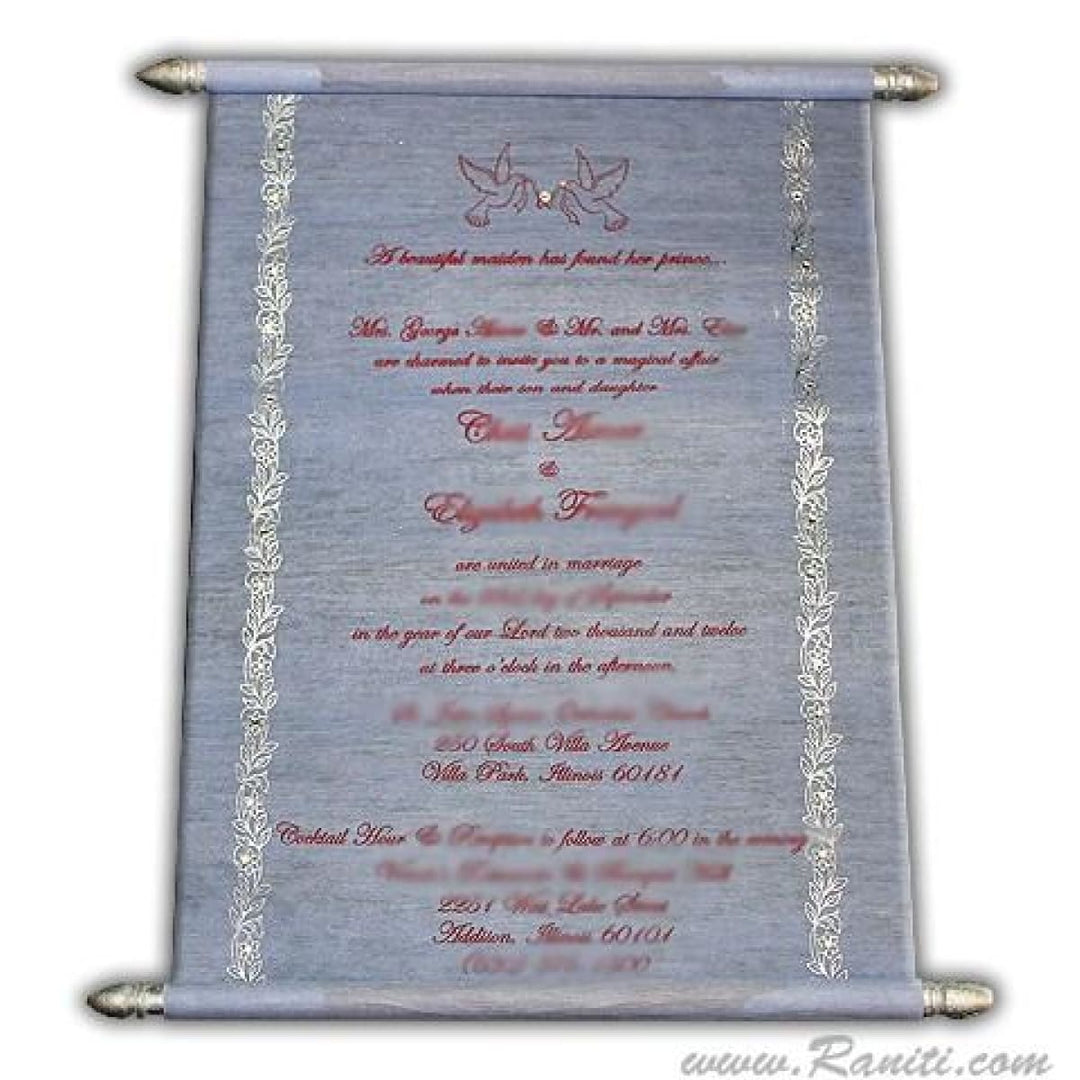 Foil print and rhinestones Lavender and Silver Custom Woolly Paper Scroll Invitation Card AMSC-16 freeshipping - Raniti LLC - Custom Invitations & Stationery