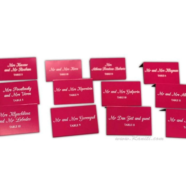 Fuchsia Pink Place Escort Cards Custom | Wedding Place Cards | Seating Name Cards for Receptions, Parties, Events AMPC-19 freeshipping - Raniti LLC - Custom Invitations & Stationery