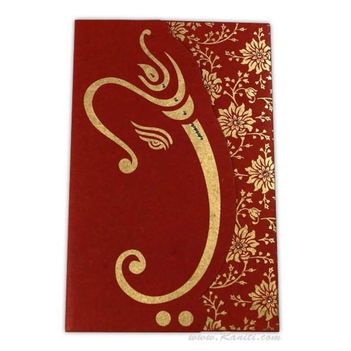 Ganesh Design Hindu Wedding Custom Invitation Card Kankotri AM-211 freeshipping - Raniti LLC - Custom Invitations & Stationery