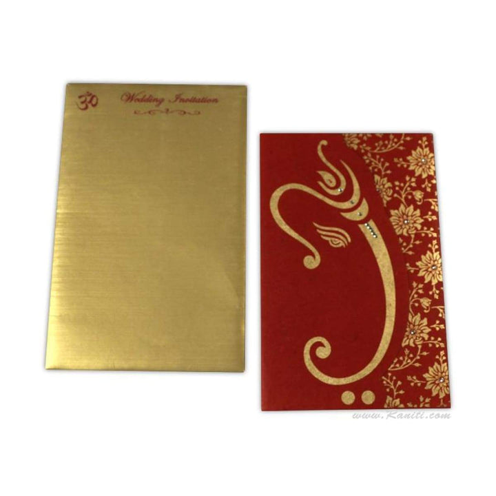 Ganesh Design Hindu Wedding Custom Invitation Card Kankotri AM-211 freeshipping - Raniti LLC - Custom Invitations & Stationery