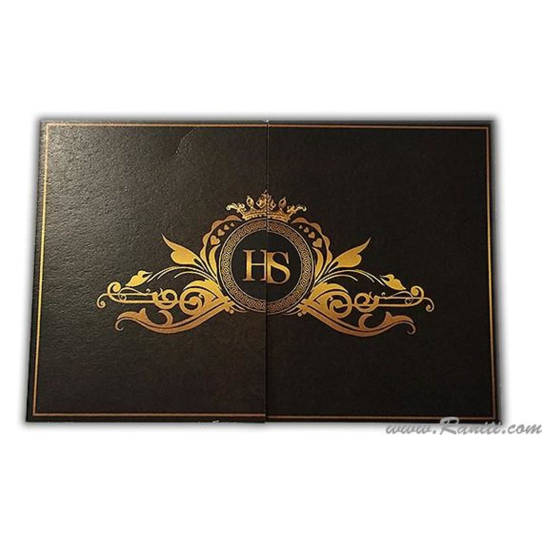 Gatefold Dark Brown and Gold Digital Custom Invitation Card with Unique Inserts for Events AM-264 freeshipping - Raniti LLC - Custom Invitations & Stationery