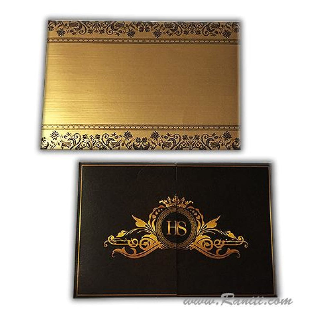 Gatefold Dark Brown and Gold Digital Custom Invitation Card with Unique Inserts for Events AM-264 freeshipping - Raniti LLC - Custom Invitations & Stationery