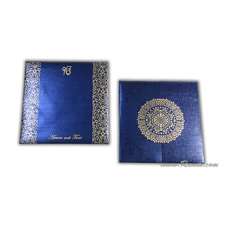 Gatefold His and Her Blue and Golden Custom Invitation Card, Bride & Groom Invitation AM-209 freeshipping - Raniti LLC - Custom Invitations & Stationery