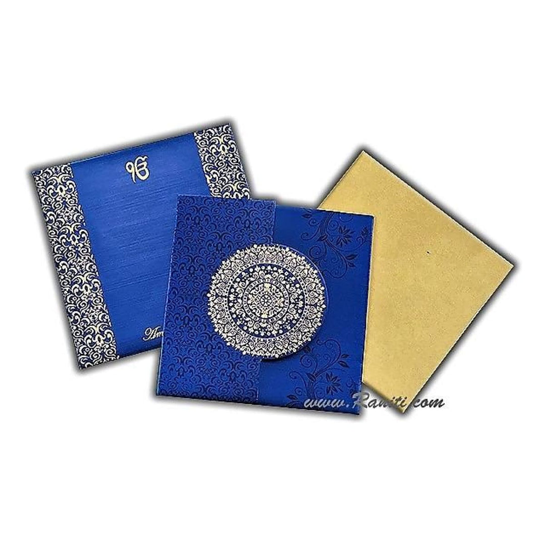 Gatefold His and Her Blue and Golden Custom Invitation Card, Bride & Groom Invitation AM-209 freeshipping - Raniti LLC - Custom Invitations & Stationery