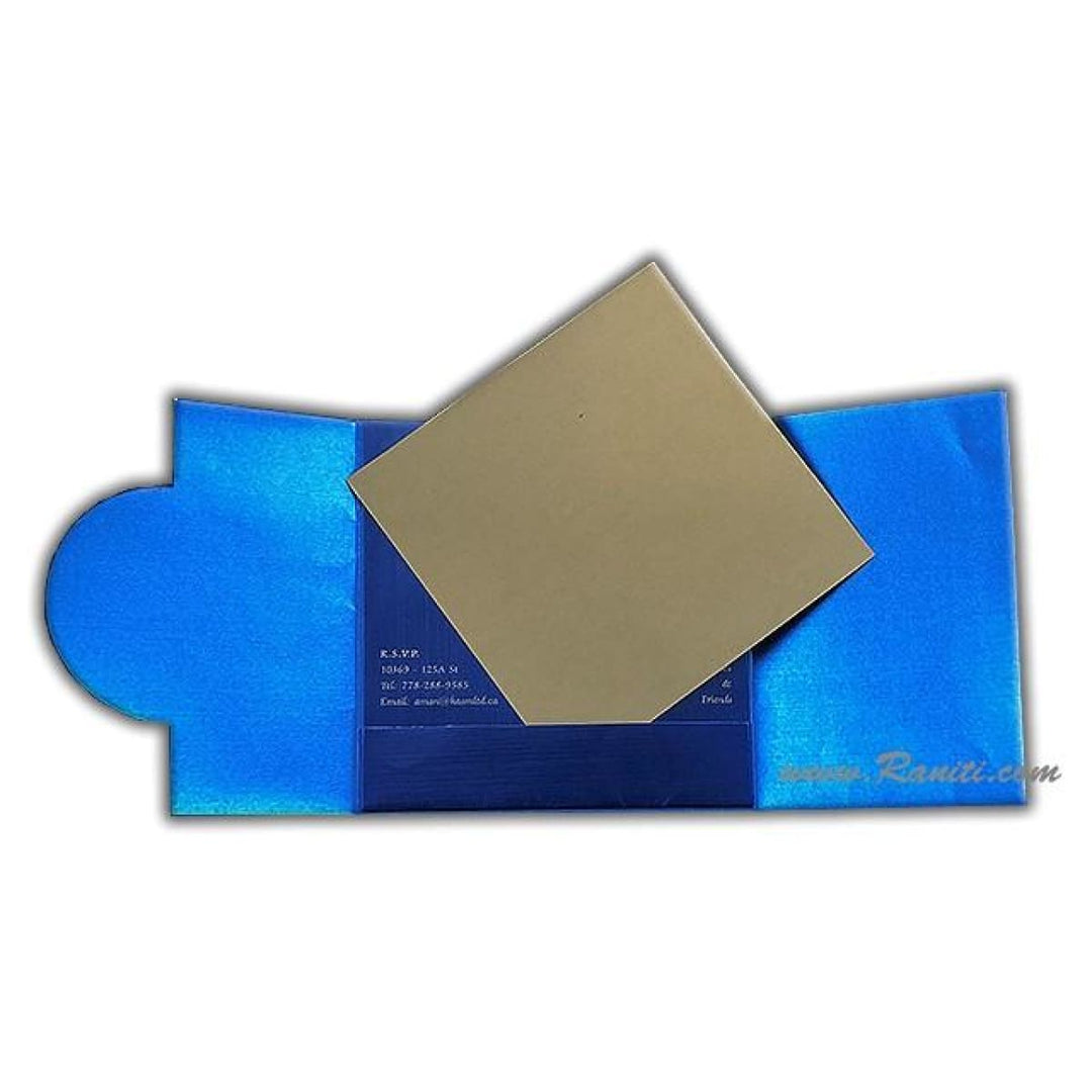 Gatefold His and Her Blue and Golden Custom Invitation Card, Bride & Groom Invitation AM-209 freeshipping - Raniti LLC - Custom Invitations & Stationery