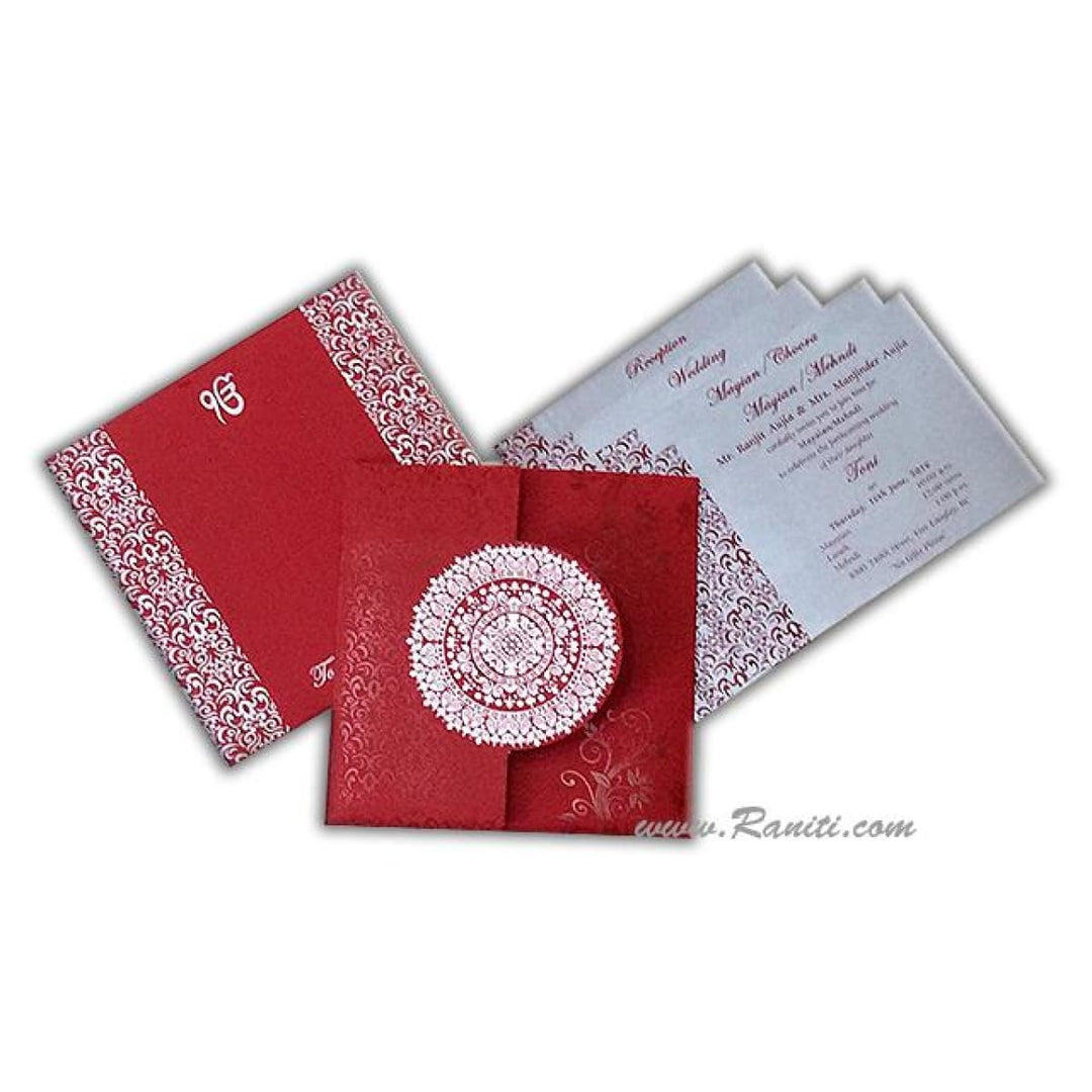 Gatefold His and Her Red and Silver Custom Invitation Card, Bride & Groom Invitation AM-232 freeshipping - Raniti LLC - Custom Invitations & Stationery