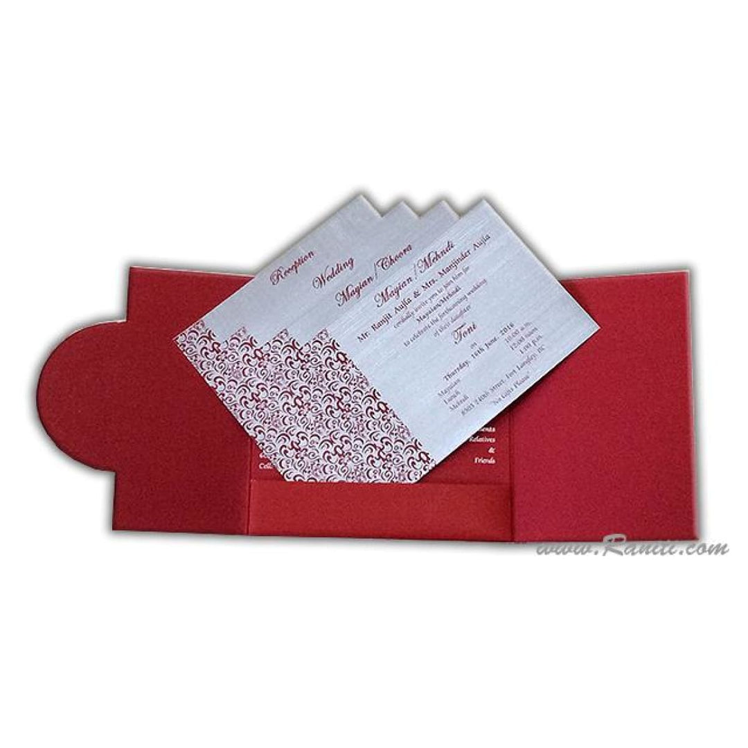 Gatefold His and Her Red and Silver Custom Invitation Card, Bride & Groom Invitation AM-232 freeshipping - Raniti LLC - Custom Invitations & Stationery