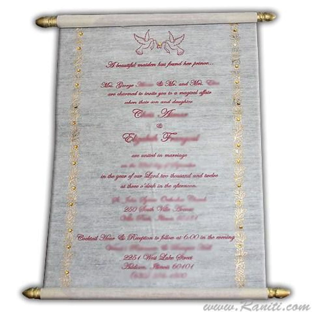 Gold Foil Print Custom Scroll Invitation Card AMSC-13 freeshipping - Raniti LLC - Custom Invitations & Stationery