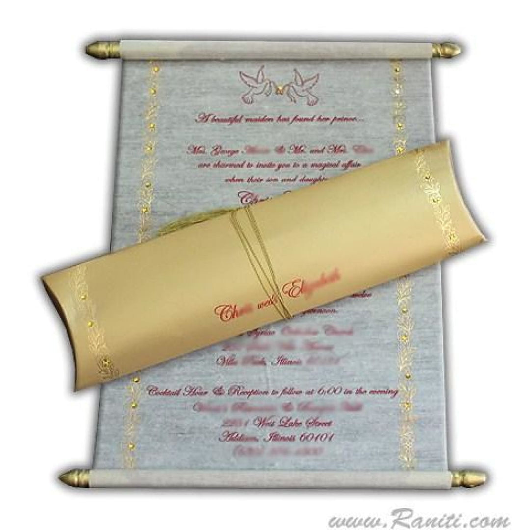 Gold Foil Print Custom Scroll Invitation Card AMSC-13 freeshipping - Raniti LLC - Custom Invitations & Stationery